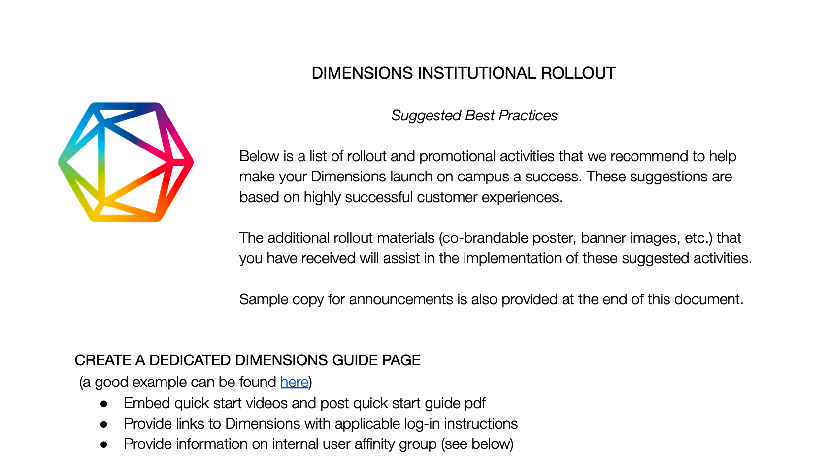 Institutional Dimensions roll out | Dimensions